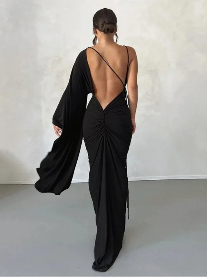 Naomi One-Sleeve Draped Gown