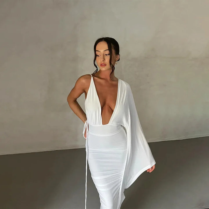 Naomi One-Sleeve Draped Gown