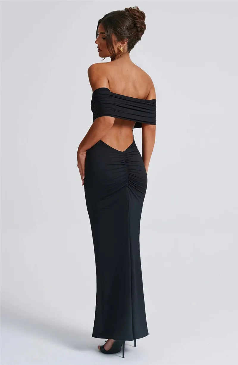 Amina Off-Shoulder Ruched Gown