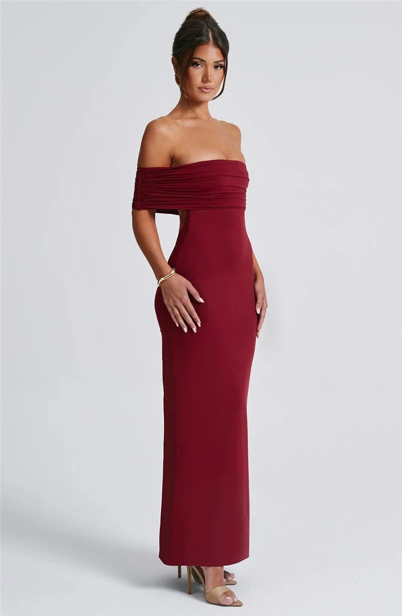 Amina Off-Shoulder Ruched Gown