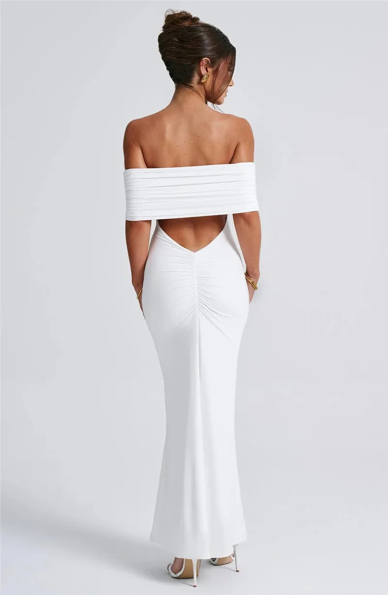 Amina Off-Shoulder Ruched Gown