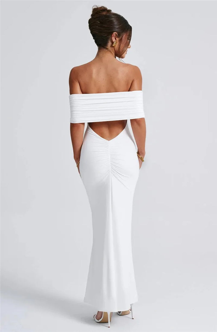 Amina Off-Shoulder Ruched Gown
