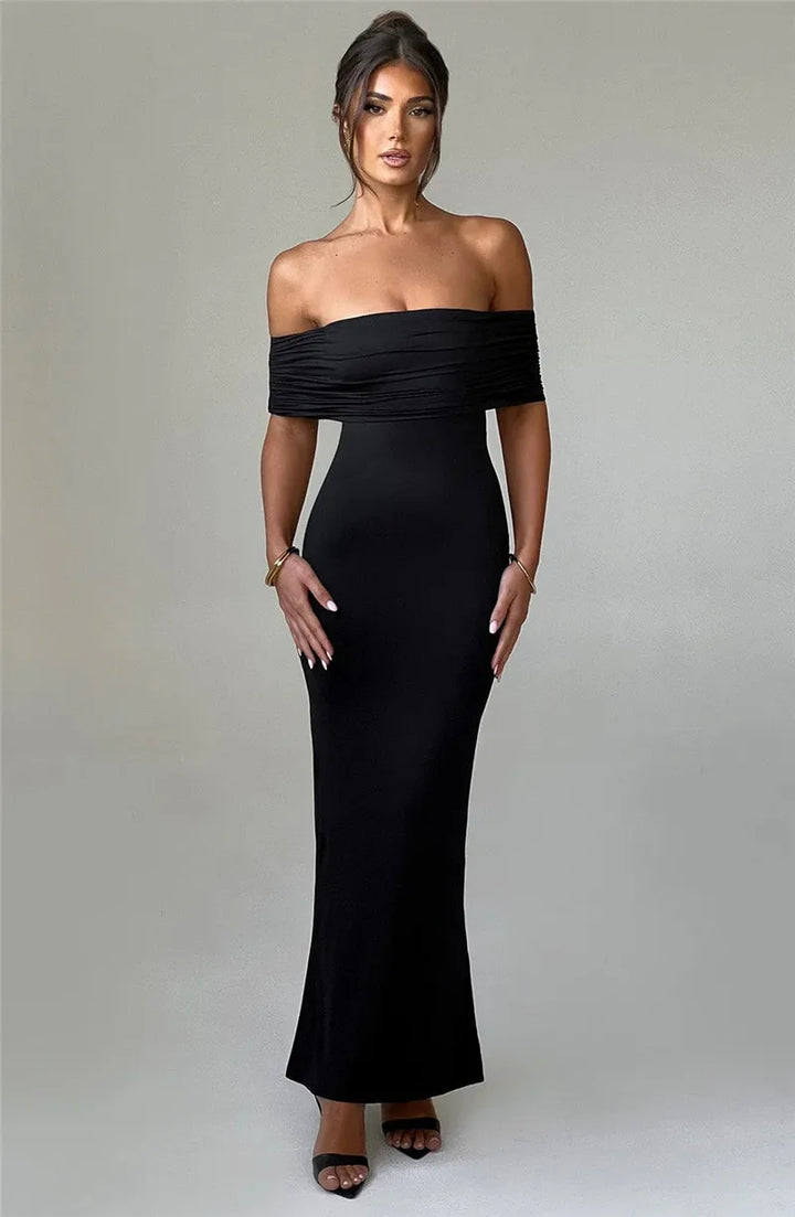 Amina Off-Shoulder Ruched Gown