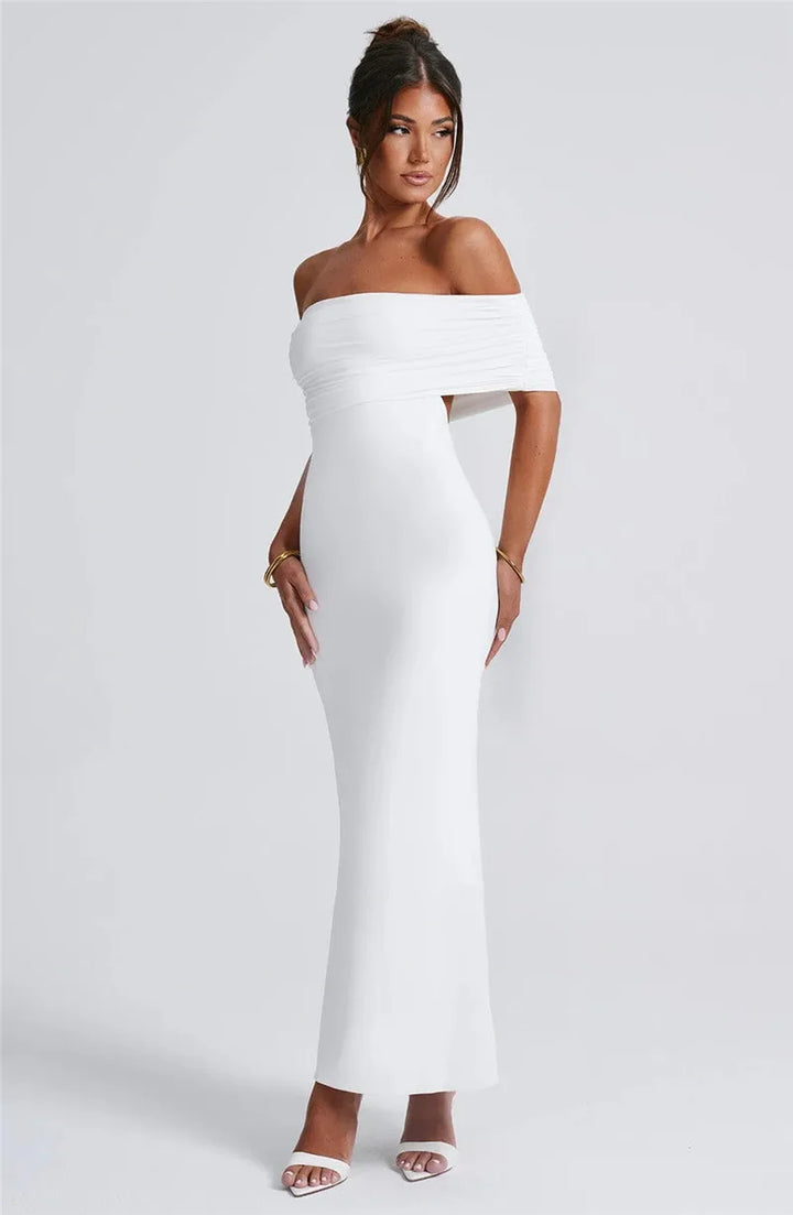 Amina Off-Shoulder Ruched Gown