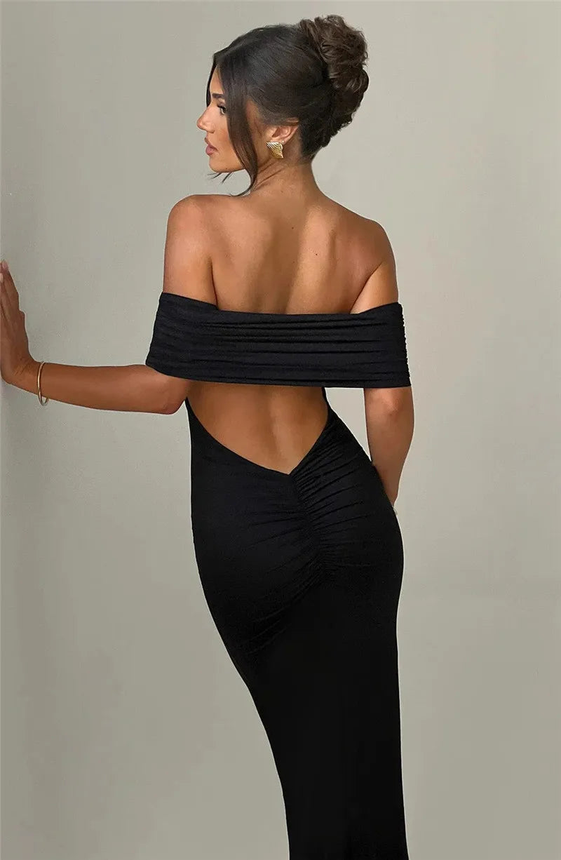 Amina Off-Shoulder Ruched Gown