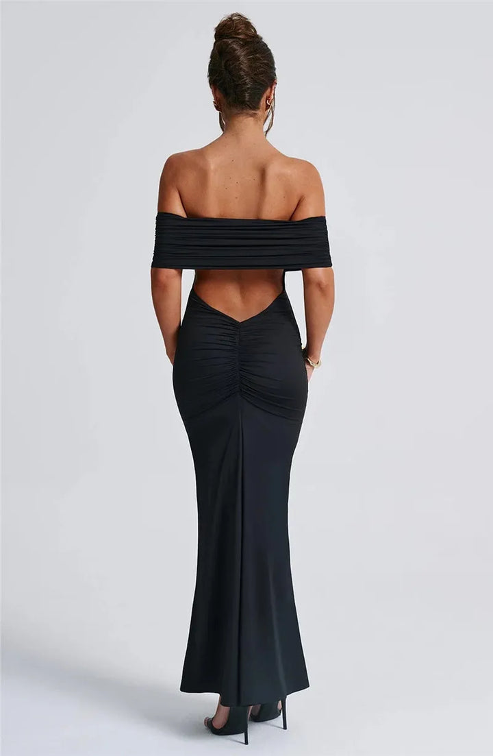 Amina Off-Shoulder Ruched Gown