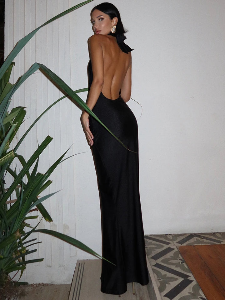 Solene Halter Plunge Gown