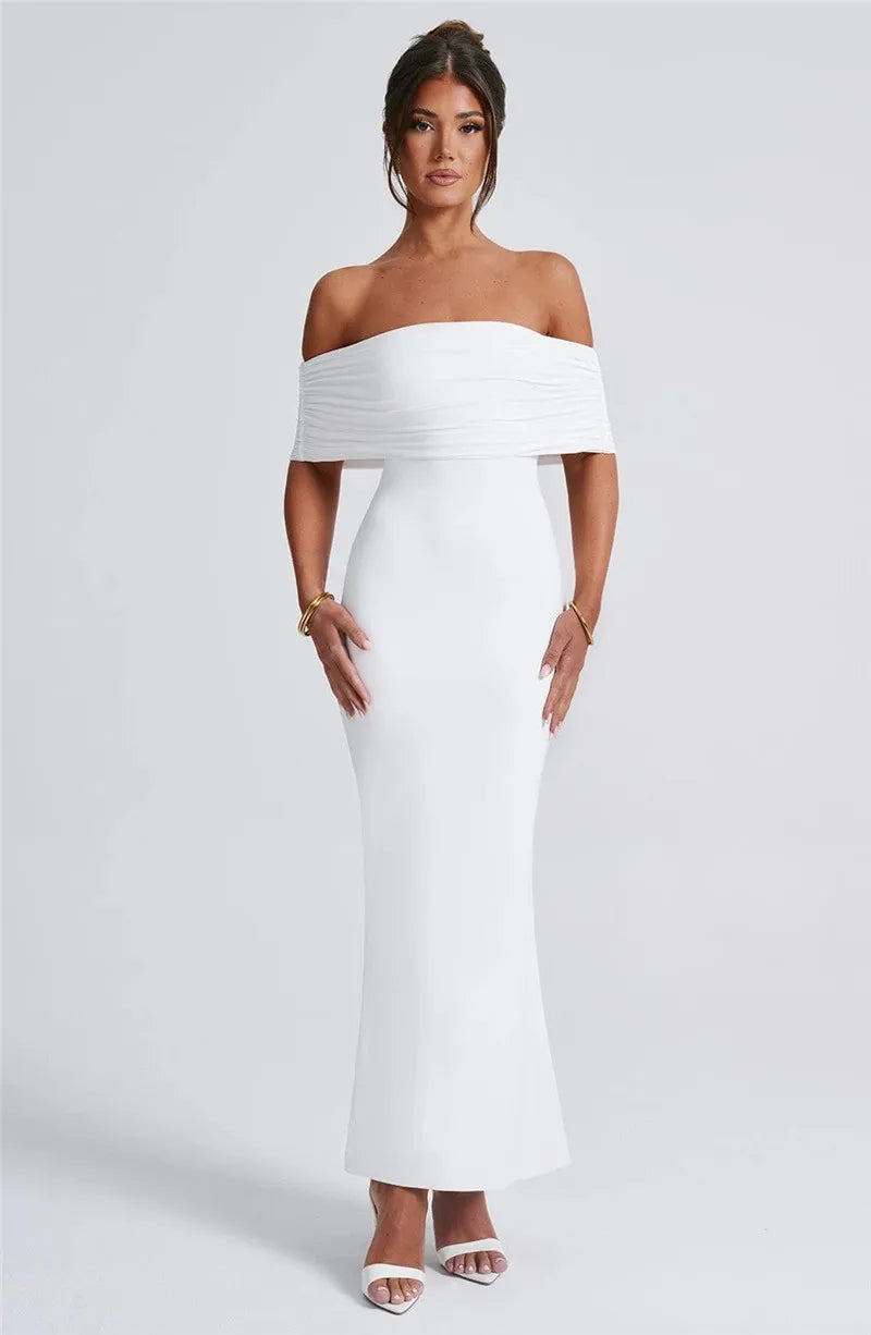 Amina Off-Shoulder Ruched Gown
