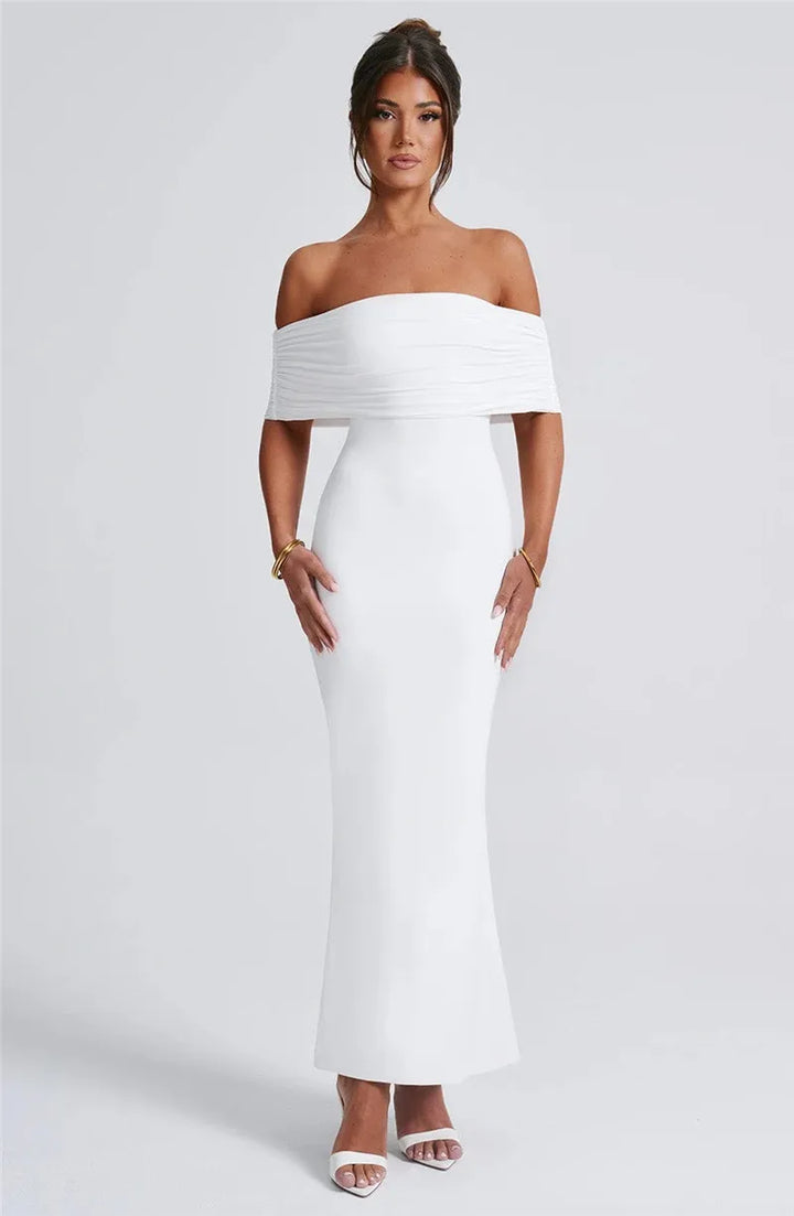 Amina Off-Shoulder Ruched Gown
