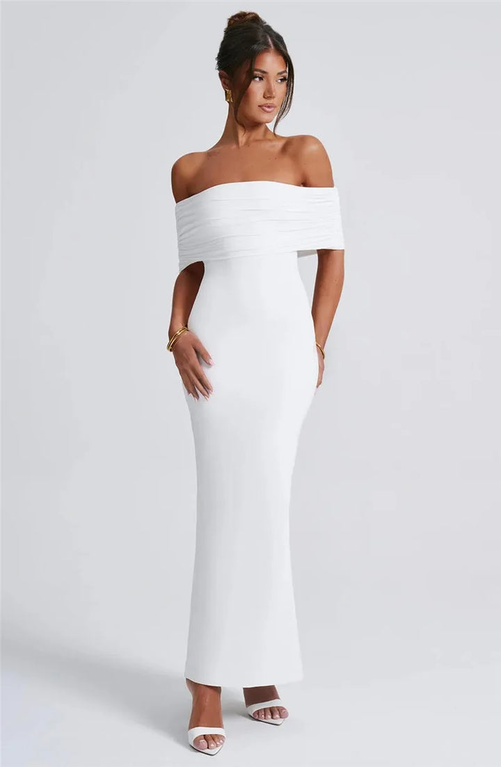 Amina Off-Shoulder Ruched Gown