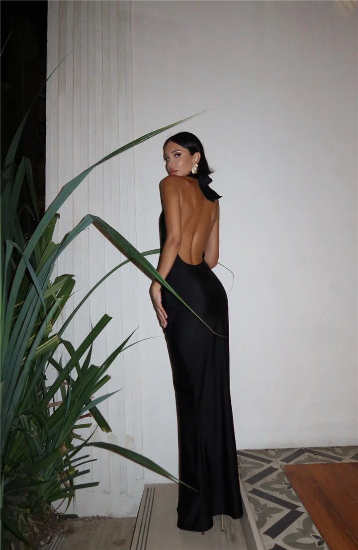 Solene Halter Plunge Gown