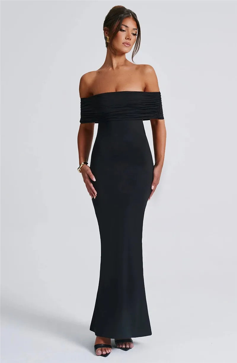 Amina Off-Shoulder Ruched Gown