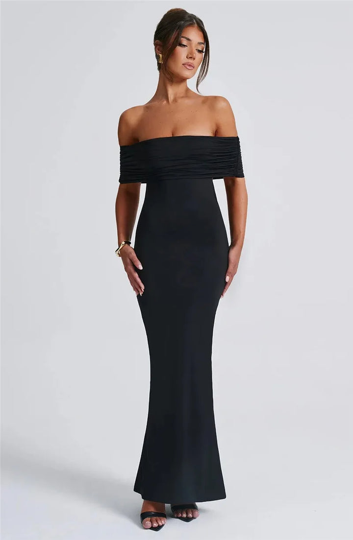 Amina Off-Shoulder Ruched Gown