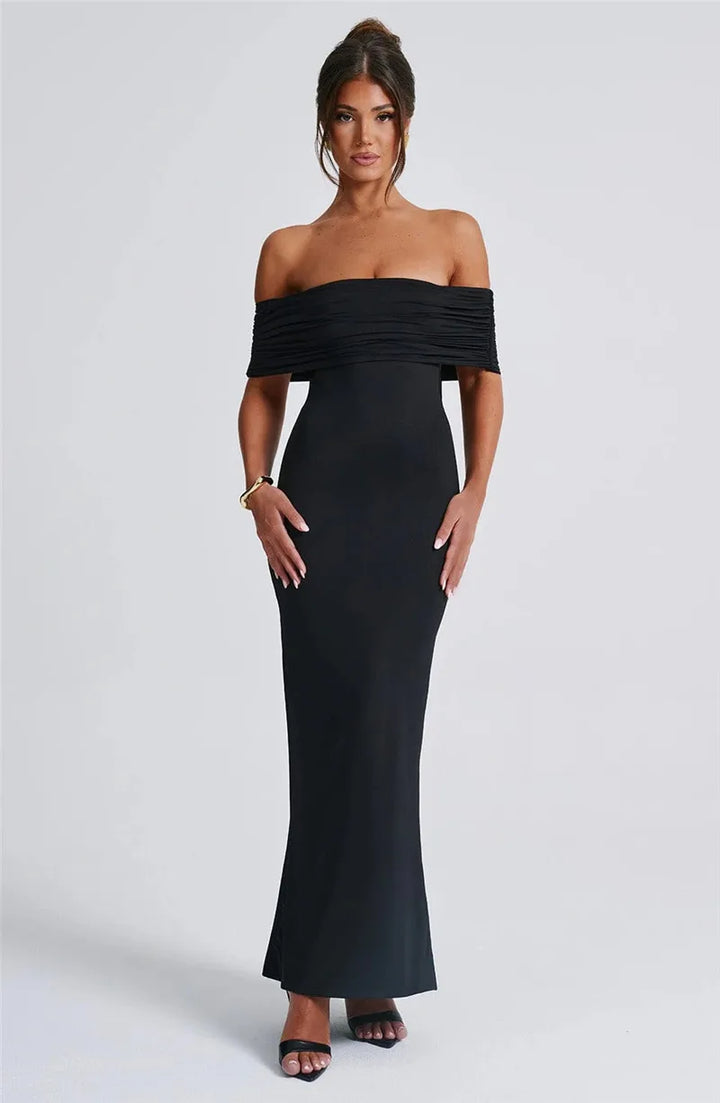 Amina Off-Shoulder Ruched Gown