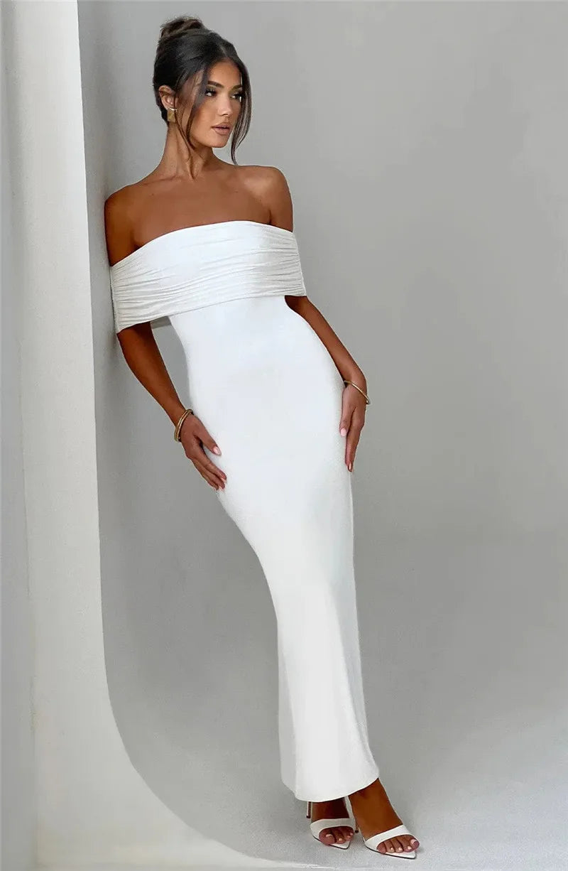 Amina Off-Shoulder Ruched Gown